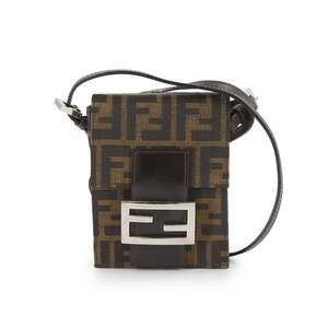 FENDI Brown Leather Zucca Shoulder Bag